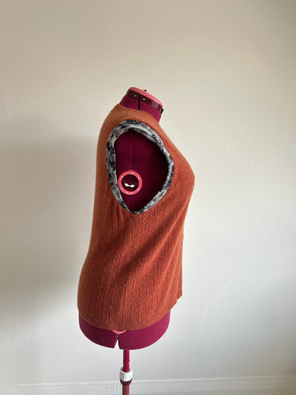 Abstract Art Patched Upcycled Cashmere Vest Size 2X/3X #CAV23X30