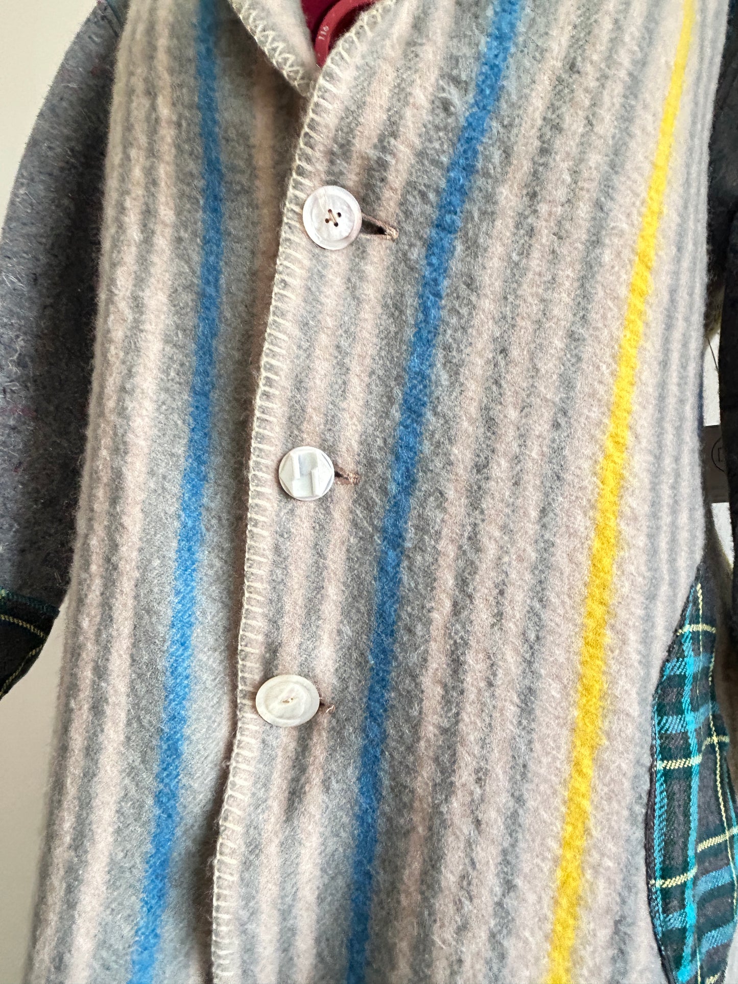 Vivianne Duster with Upcycled Vintage Wool & Textiles Blanket Size 3X #CVDW23X54