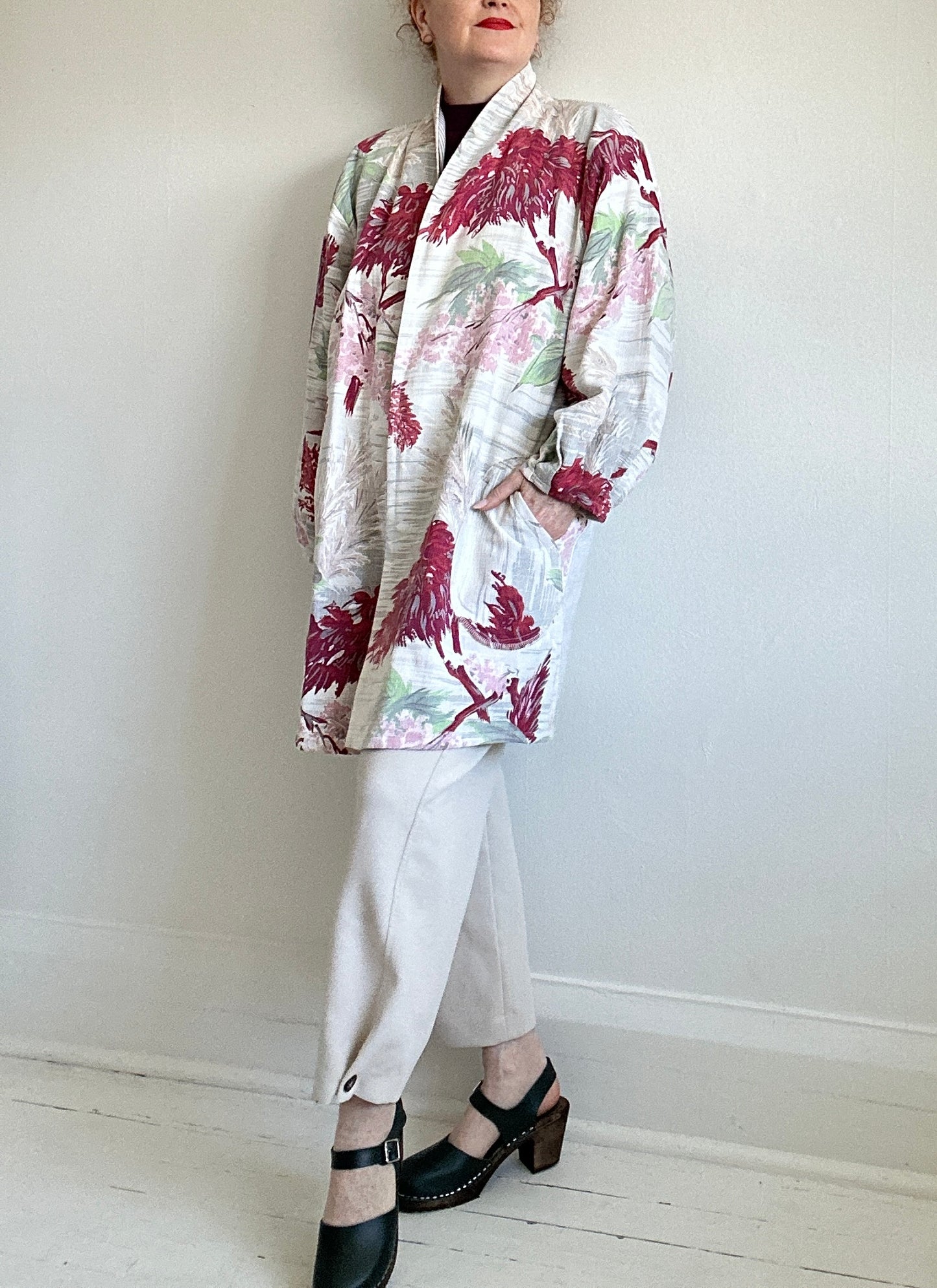 Vivianne Upcycled Vintage Barkcloth & Lined Jacket Size 2X/3X #CVJC23X106