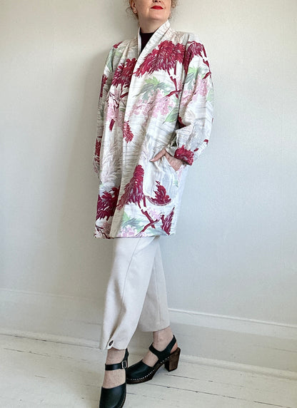 Vivianne Upcycled Vintage Barkcloth & Lined Jacket Size 2X/3X #CVJC23X106