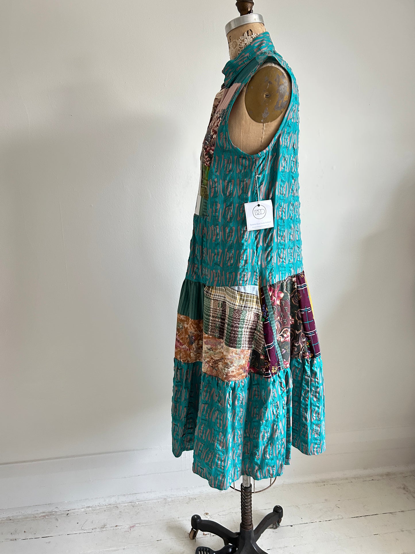 Carrie Dress - One of a Kind Upcycled & Vintage Textiles Size S/M #CAR10
