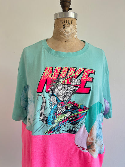 Reworked Preloved Nike & Neon Tshirt - Circle Series Size XL/2X #TSHIRT13