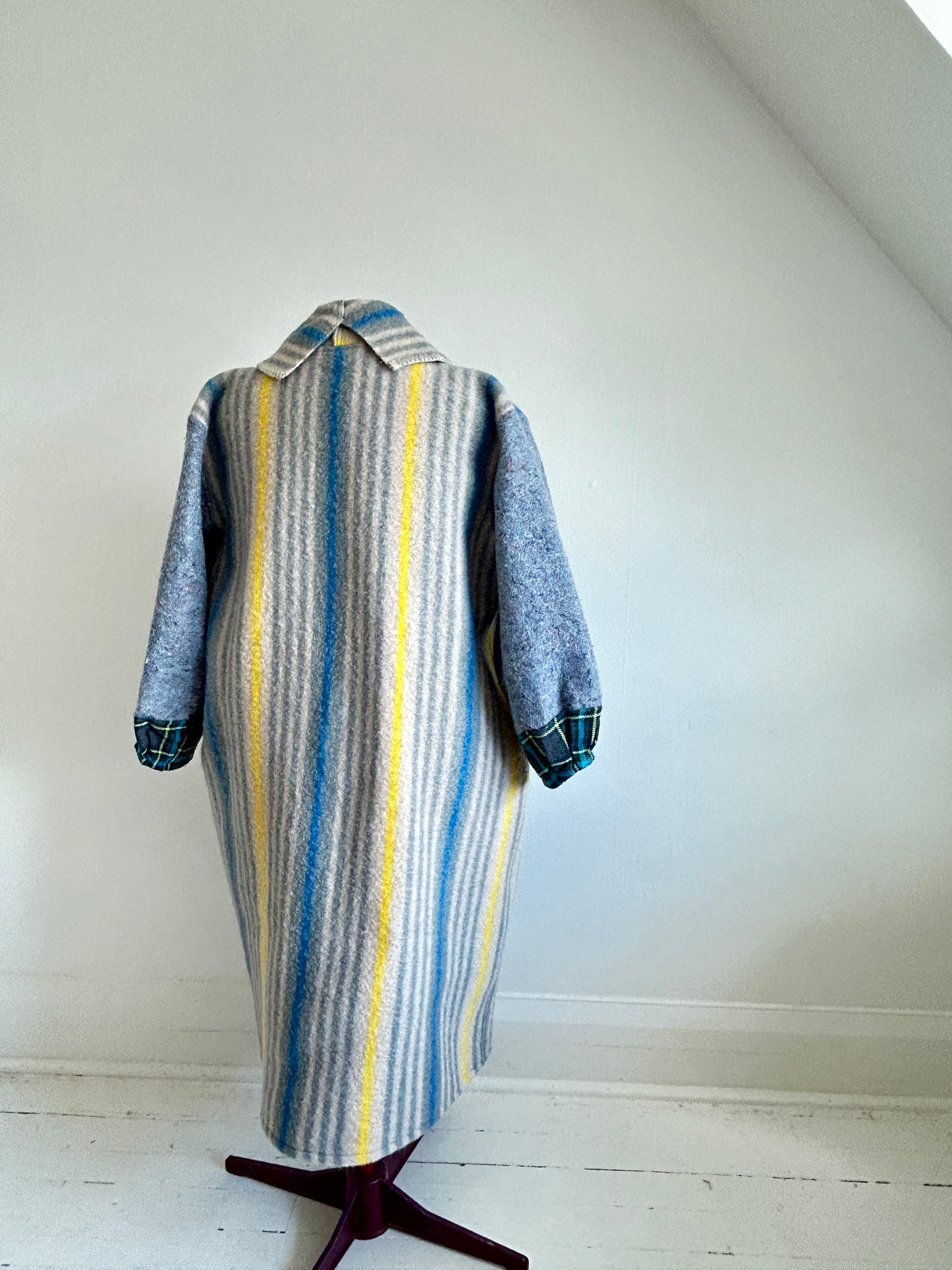 Vivianne Duster with Upcycled Vintage Wool & Textiles Blanket Size 3X #CVDW23X54
