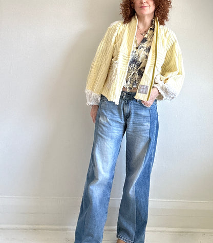 Vivianne Cropped Jacket with Upcycled Vintage Chenille Size XL/2X #CVCCHX2X21