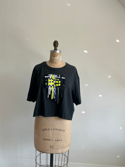 Reworked Preloved Cropped Tshirt - Woven Series Size XL/2X #TSHIRT19