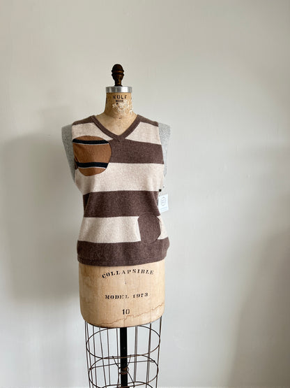 Abstract Art Patched Upcycled Cashmere Vest Size M/L #ARTV9