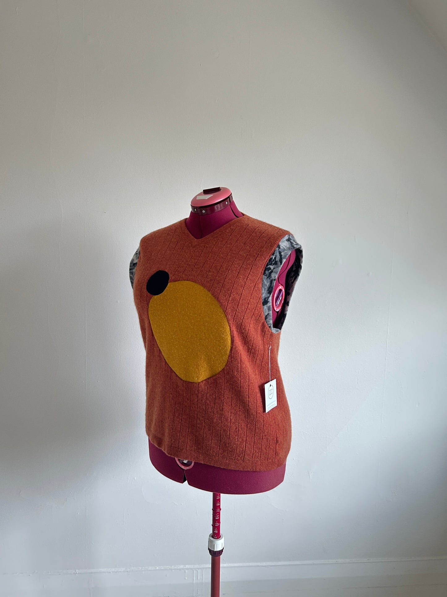 Abstract Art Patched Upcycled Cashmere Vest Size 2X/3X #CAV23X30