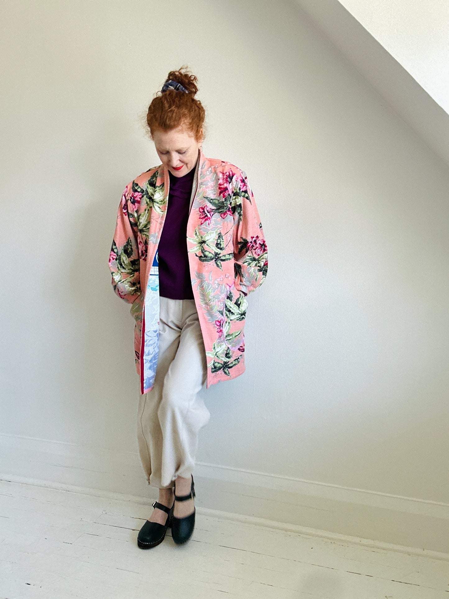 Vivianne Upcycled Vintage Barkcloth & Lined Jacket Size M/L #CVJCML105