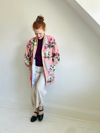 Vivianne Upcycled Vintage Barkcloth & Lined Jacket Size M/L #CVJCML105