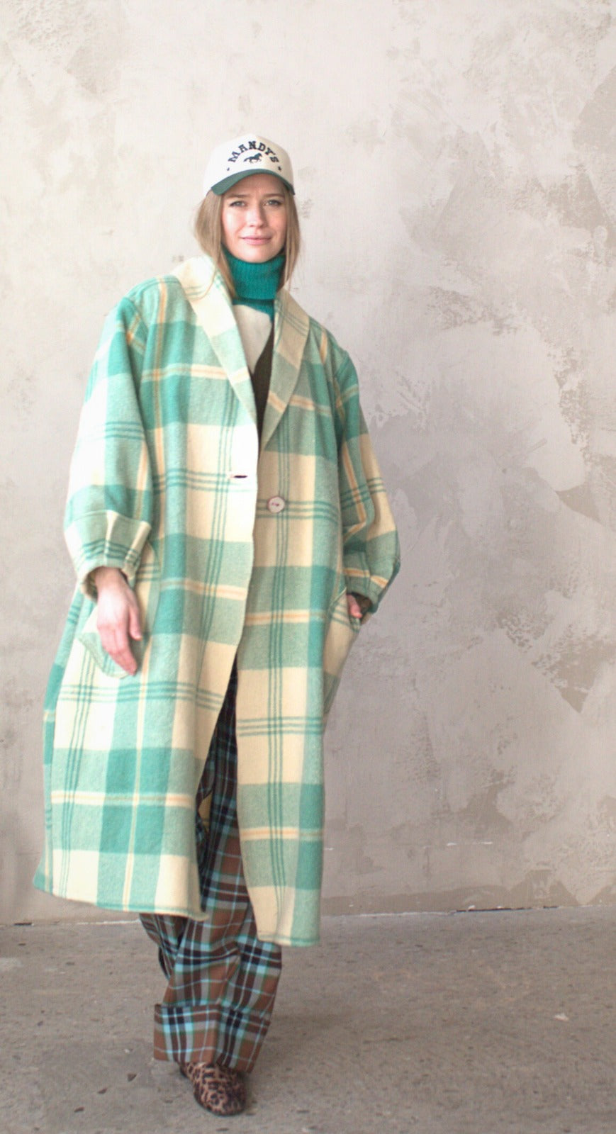 Vivianne Duster with Upcycled Vintage Wool Blanket & Handmade Ceramic Button Size XL/2X #CVDWX2X13