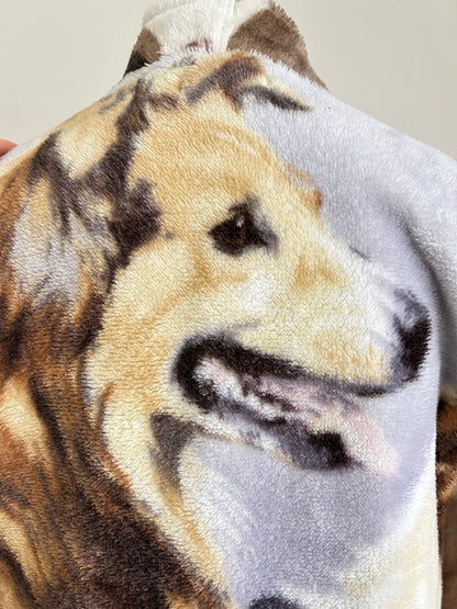 Vivianne Jacket with Upcycled Vintage & Fleece Wool Blanket & Leather & Wooden Toggles Dog Theme Size XL/2X #CVJFX2X7