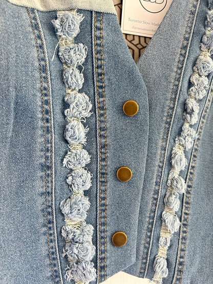 Leni Reclaimed Patchwork Denim Vest with Cotton Lining XL #LENI8