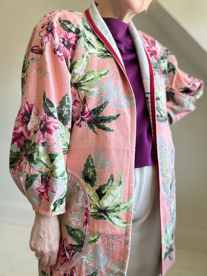 Vivianne Upcycled Vintage Barkcloth & Lined Jacket Size M/L #CVJCML105