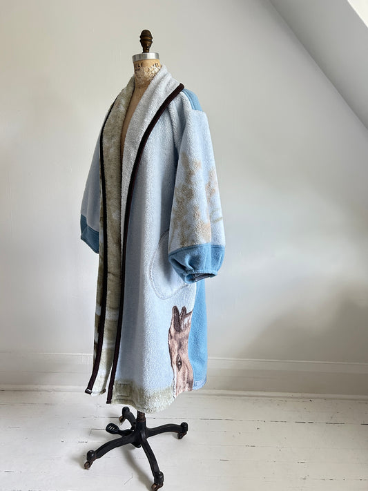 Vivianne Duster with Upcycled Fleece & Vintage Wool Blanket Horse Theme Size XL/2X #CVDWX2X23