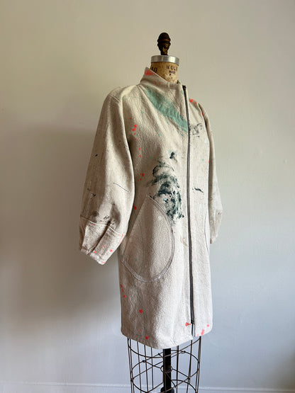Billie Zip Up Jacket with Upcycled Painters Drop Cloths Size XS/S #BILLJXSS10