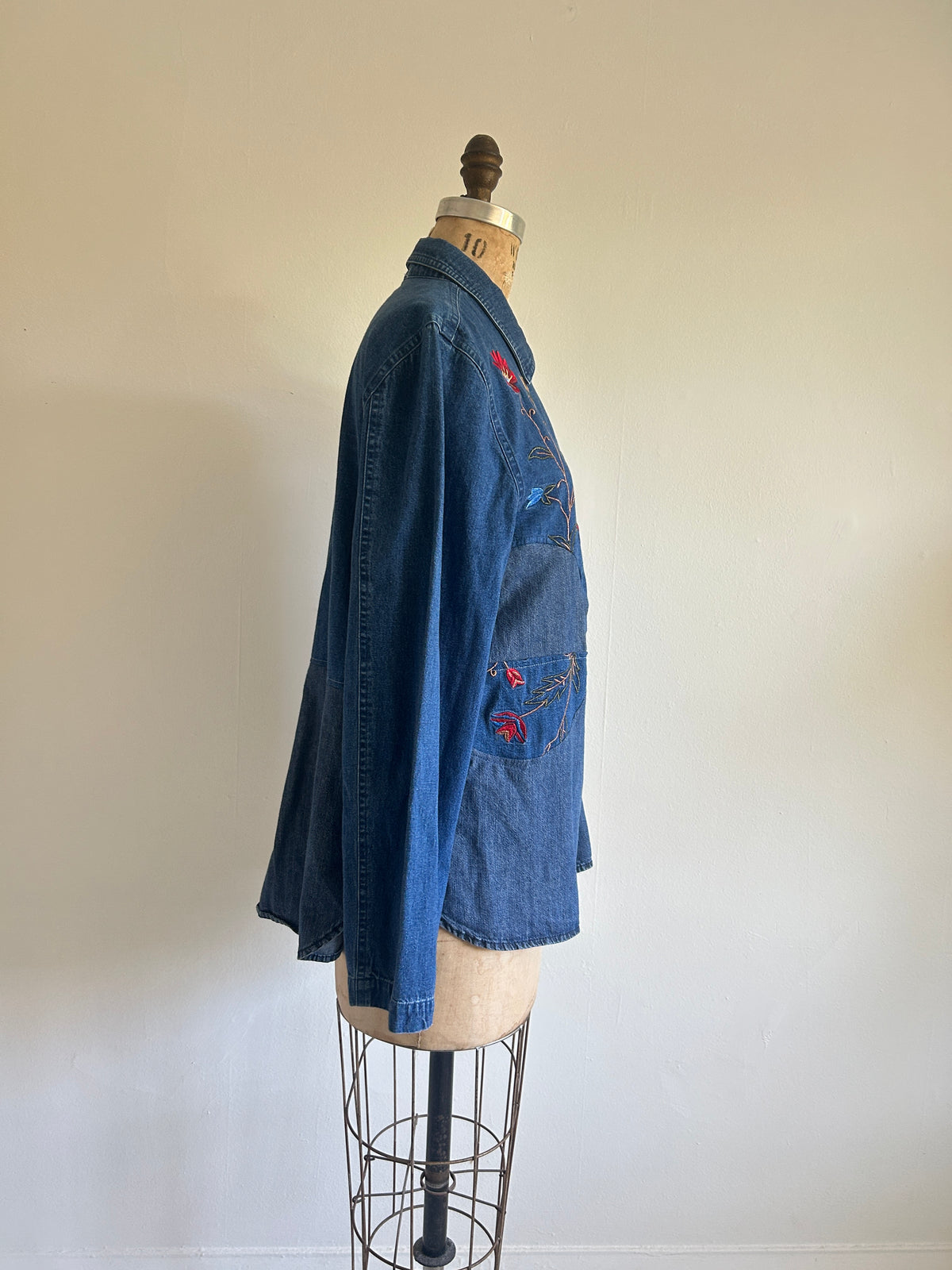Upcycled Modern Workwear Denim Shirt - Circle Series Size M/L #DENML5