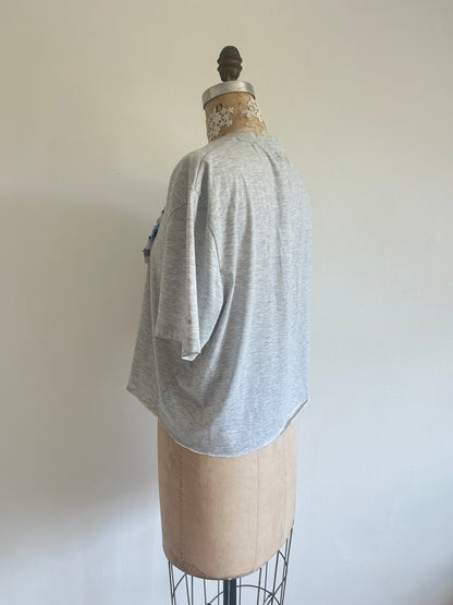 Reworked Preloved Cropped Tshirt - Woven Series Size L/XL #TSHIRT9