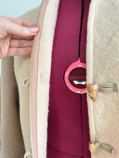 Vivianne Jacket with Upcycled Vintage Wool Blanket & Leather & Wooden Toggles Size 2X/3X #CVJW23X32