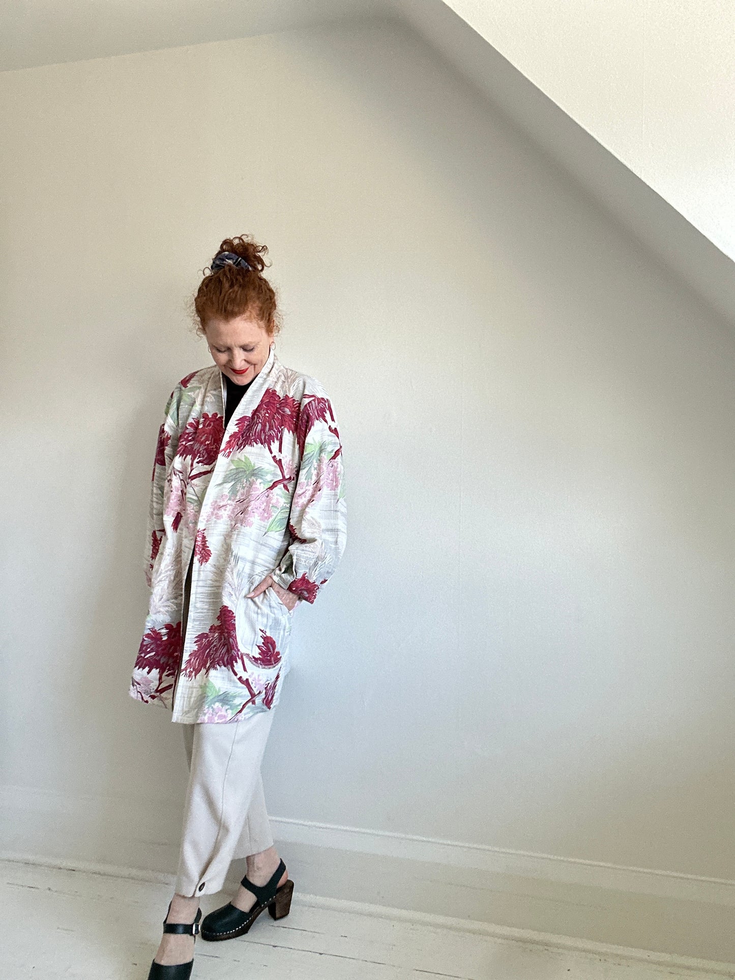 Vivianne Upcycled Vintage Barkcloth & Lined Jacket Size 2X/3X #CVJC23X106