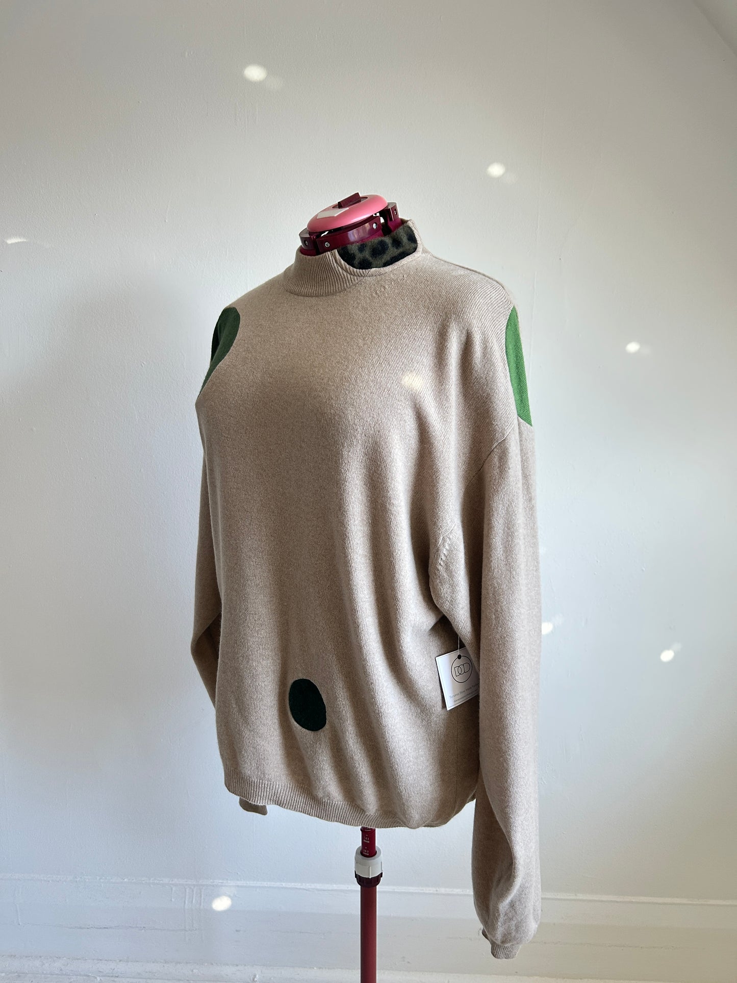 Abstract Art Patched Upcycled Cashmere Sweater 3X Tall #CAS3X4