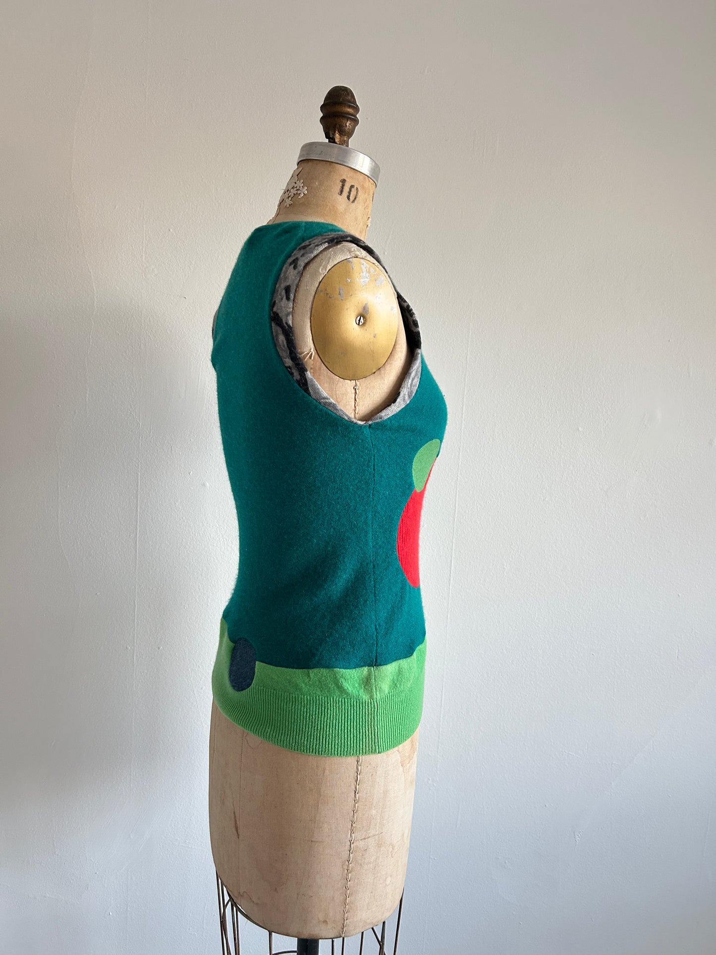 Abstract Art Patched Upcycled Cashmere Vest Size XS/S #CAVXXS26