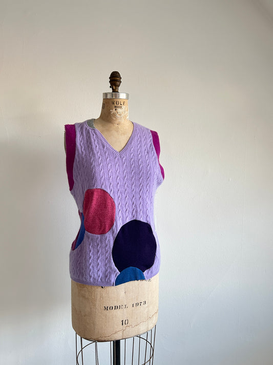 Abstract Art Patched Upcycled Cashmere Vest Size M/L #CAVML23