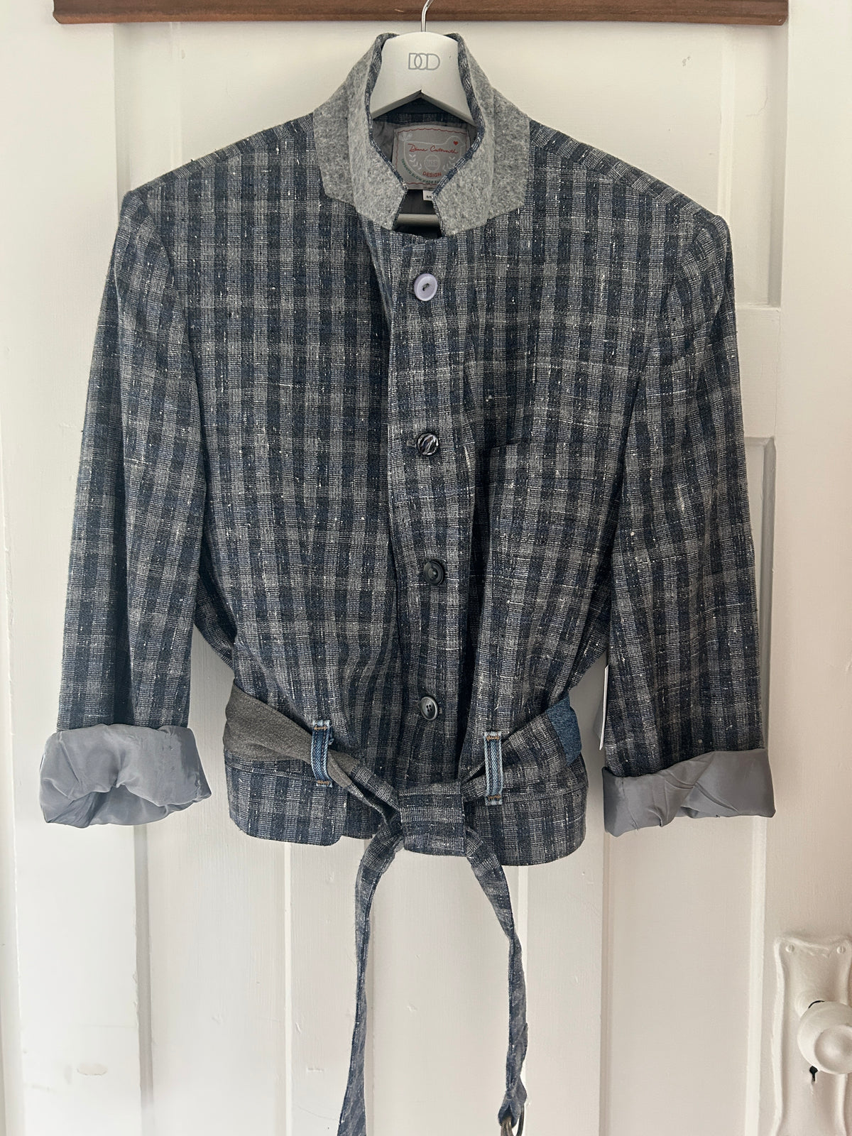 Cropped Upcycled Profile Blazer with Denim Belt Size S/M #BLAZSM7