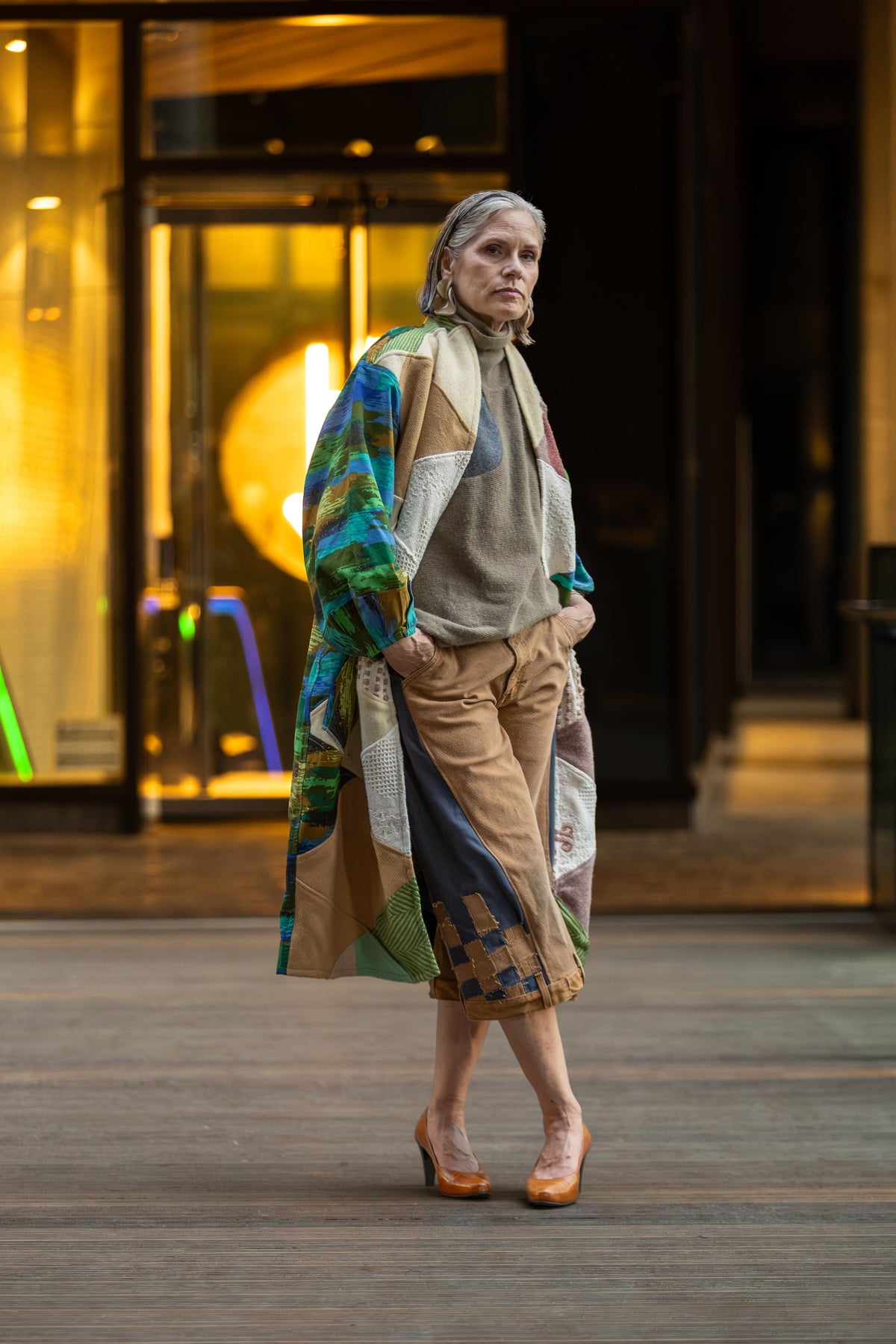 Vivianne Duster with Upcycled Vintage Wool, Drapery & Throw Blanket Harlequin Size 2X/3X #CVDW23X