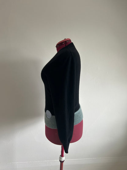 Abstract Art Patched Upcycled Cashmere Sweater L/XL #CASLXL30