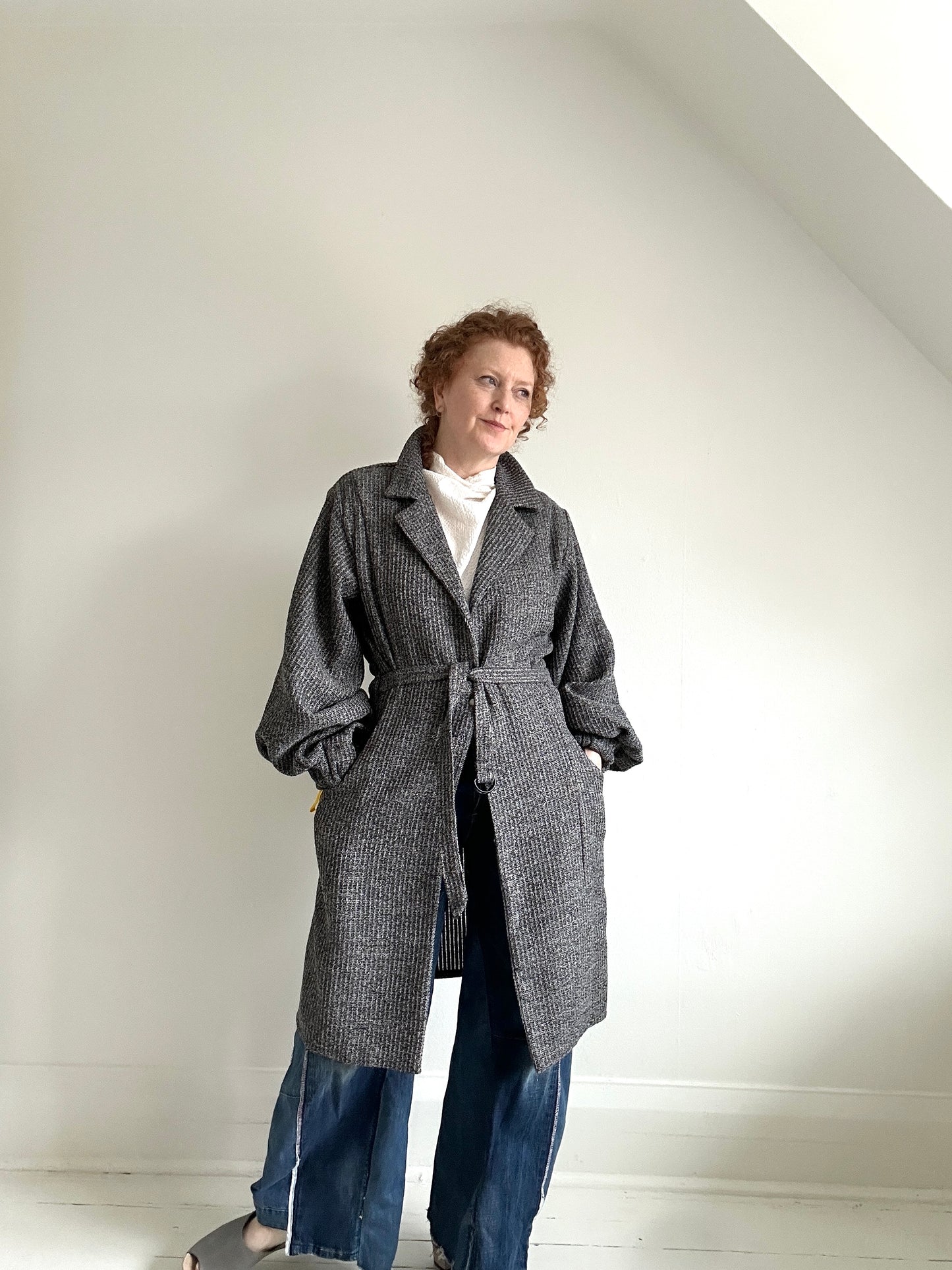 Edit Trench with Deadstock Charcoal & Silver Weave Sizes XS-2X #CTEB