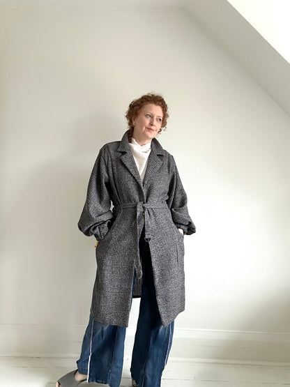 Edit Trench with Deadstock Charcoal & Silver Weave Sizes XS-2X #CTEB