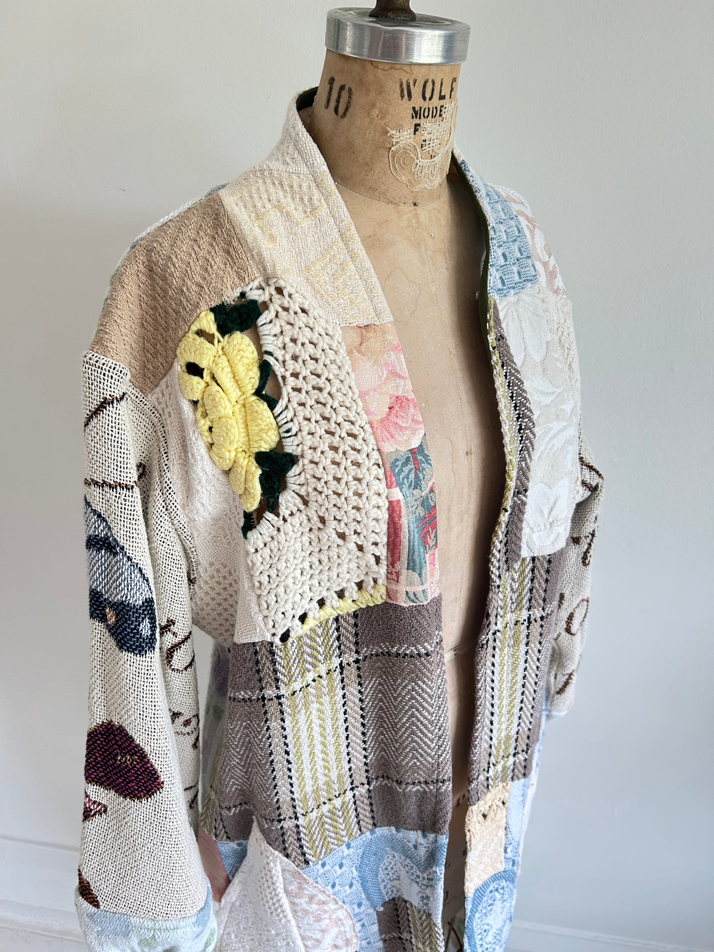 Vivianne Jacket with Upcycled Woven Throw Patchworked Size M/L #VIVT4