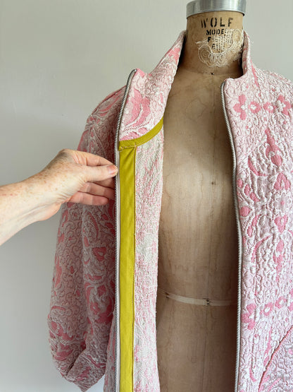 Billie Zip Up Jacket with Upcycled Vintage Draperies Size S/M #BILLJSM3