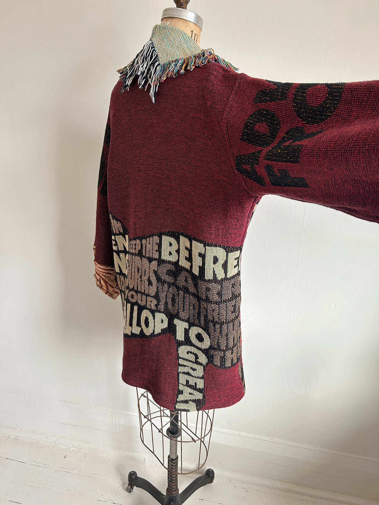 Vivianne Jacket with Upcycled Vintage Throw Blanket Horse Theme S/M #CVJTSM28