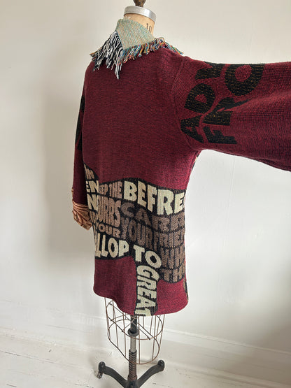 Vivianne Jacket with Upcycled Vintage Throw Blanket Horse Theme S/M #CVJTSM28