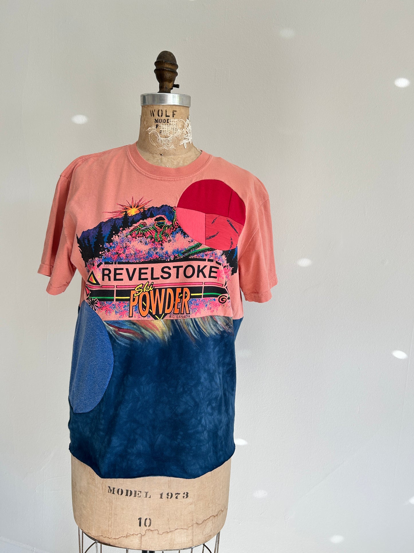 Reworked Preloved Revelstoke BC Canada Souvenir Tshirt - Circle Series Size S/M #TSHIRT16