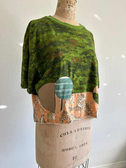 Reworked Preloved Vintage Parklands Canada and Tiger Cropped Tshirt - Circle Series Size 2X/3X #TSHIRT2