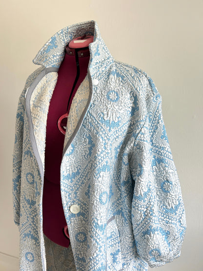 Trench with Vintage Brocade Coverlet Blankets Size 2X/3X #TRENCH1