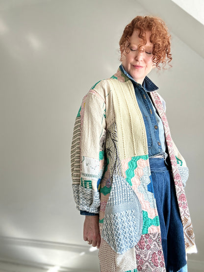 Vivianne Jacket with Upcycled Woven Throw Patchworked Size S/M #VIVT8