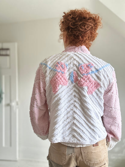 Vivianne Cropped Jacket with Upcycled Vintage Chenille Size M/L #CVCCHML100
