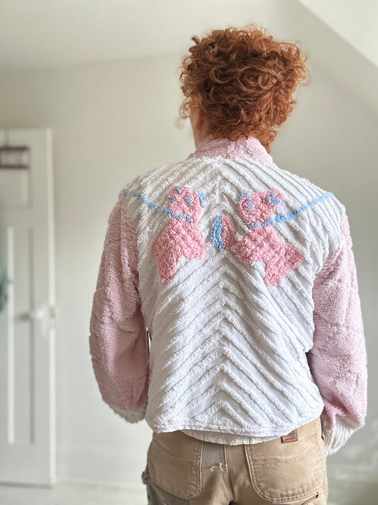 Vivianne Cropped Jacket with Upcycled Vintage Chenille Size M/L #CVCCHML100