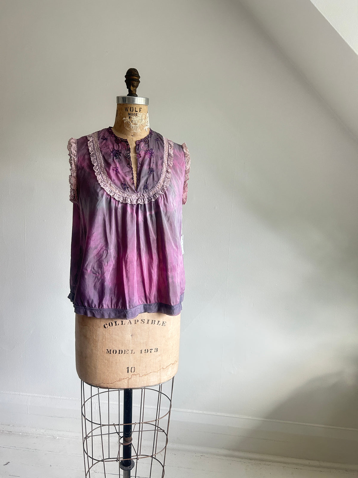 Hand Dyed Marbled Vintage Cropped Top Size L/XL #VIN5