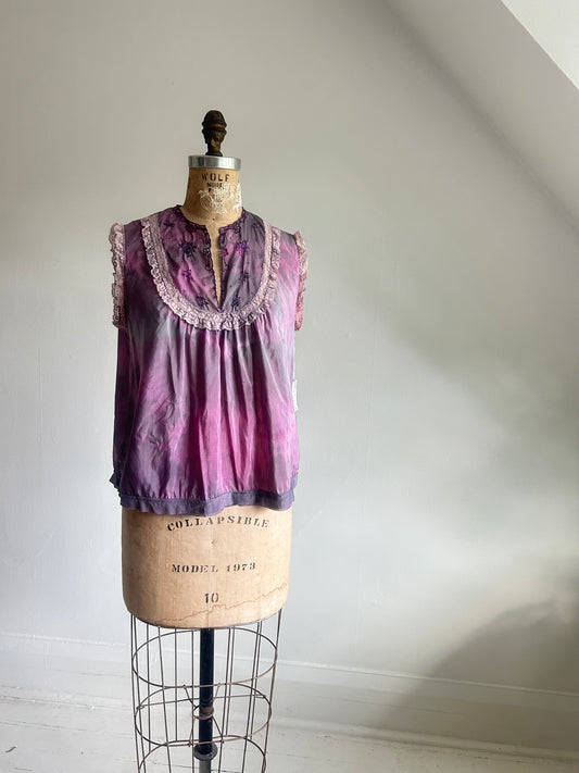 Hand Dyed Marbled Vintage Cropped Top Size L/XL #VIN5