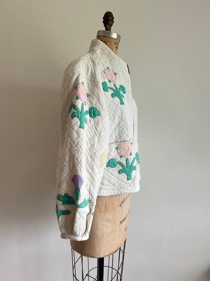Billie Zip Up Jacket with Upcycled Vintage Quilt Size M/L #BILLMLCR6