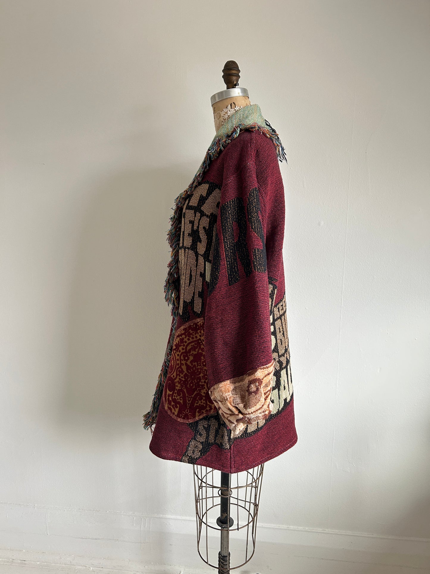 Vivianne Jacket with Upcycled Vintage Throw Blanket Horse Theme S/M #CVJTSM28