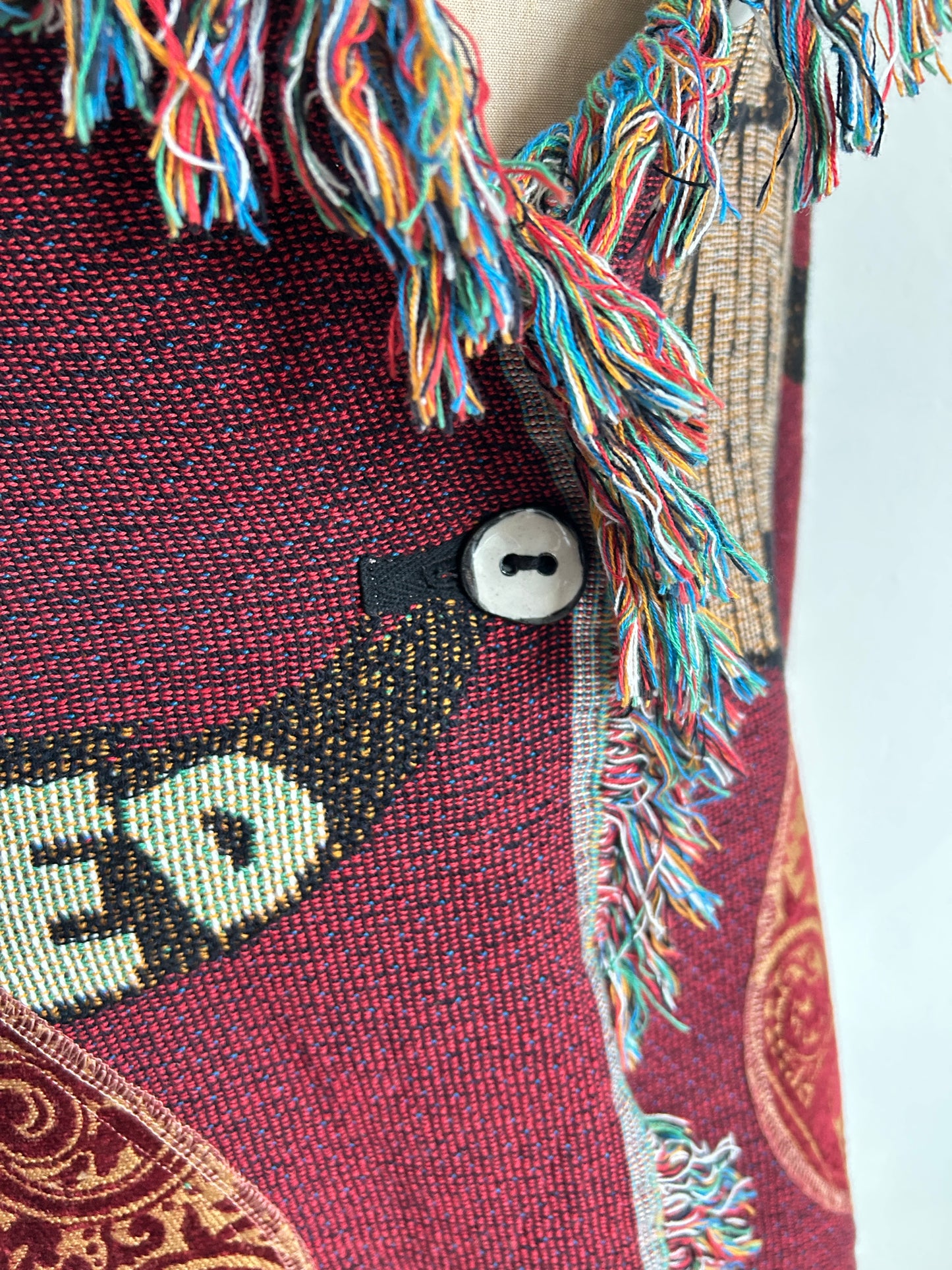 Vivianne Jacket with Upcycled Vintage Throw Blanket Horse Theme S/M #CVJTSM28