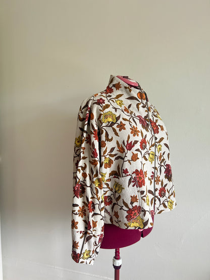 Billie Zip Up Jacket with Upcycled Vintage Draperies Size 2X/3X #BILL23XCR5