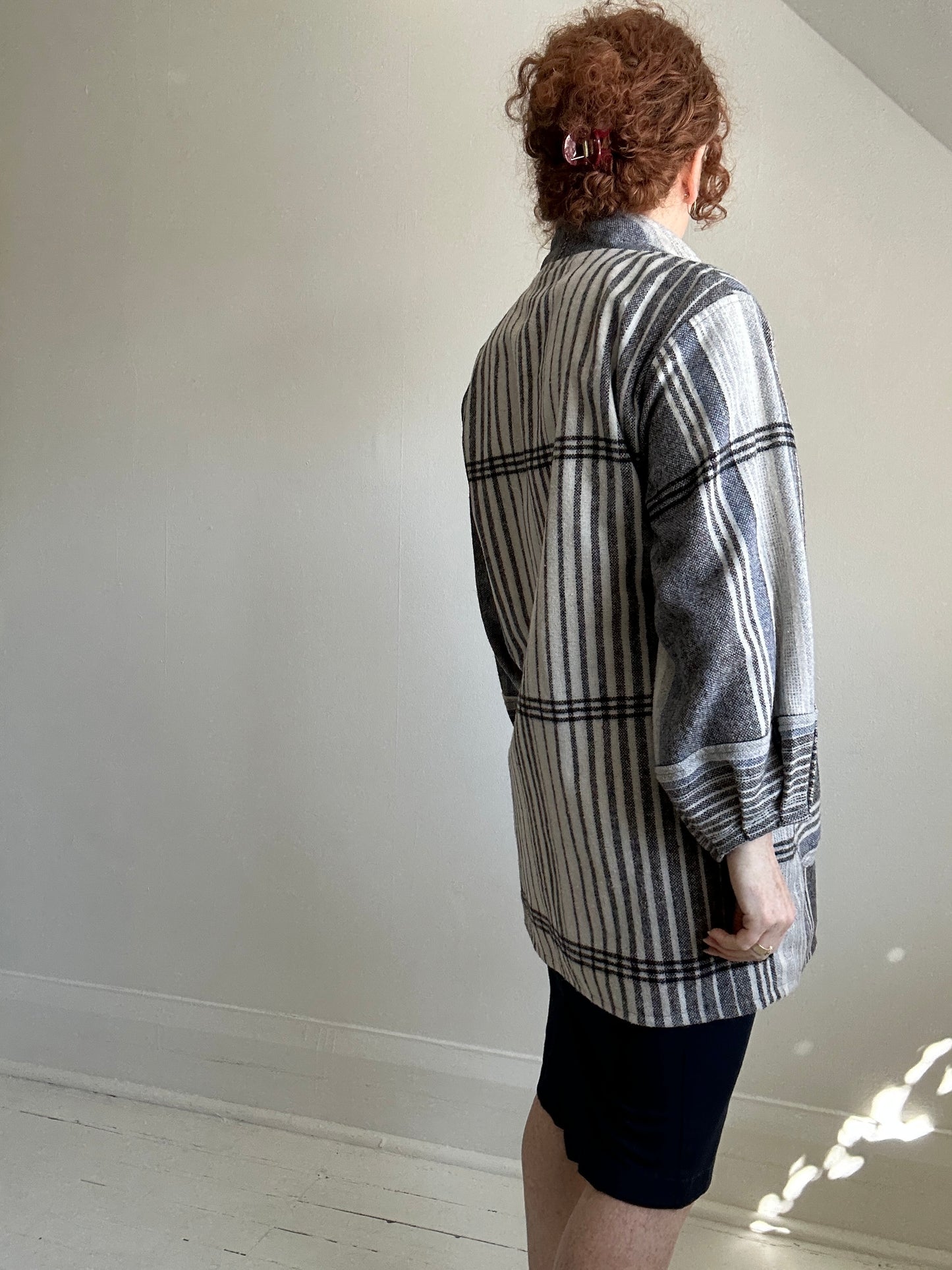 Vivianne Duster Jacket with Upcycled  Deadstock Lightweight Wool Size M/L #CVDWML105