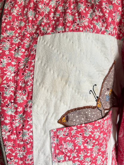 Billie Zip Up Jacket with Upcycled Vintage Butterfly Quilt Size XL/2X #BILLX2XCR1