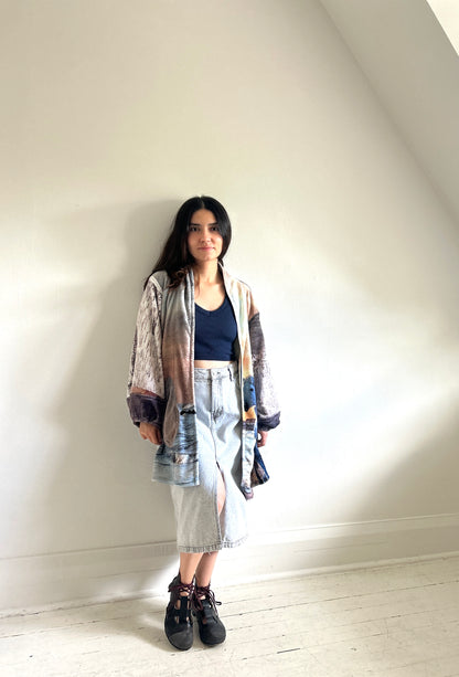 Vivianne Jacket with Upcycled Fleece Throw Blanket Horse Size S/M #VIVFLE1